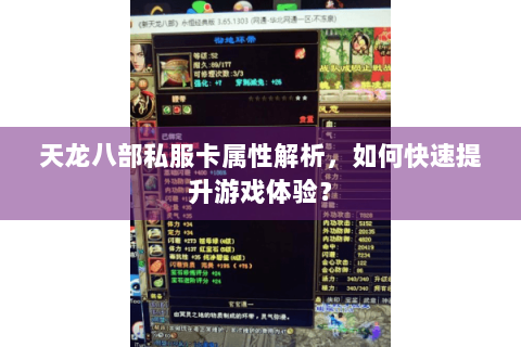天龙八部私服卡属性解析，如何快速提升游戏体验？