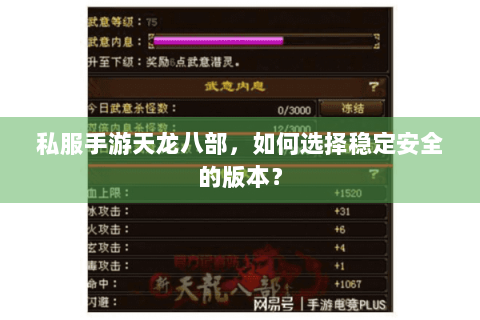 私服手游天龙八部,如何选择稳定安全的版本? 私服手游天龙八部,如何选择稳定安全的版本?