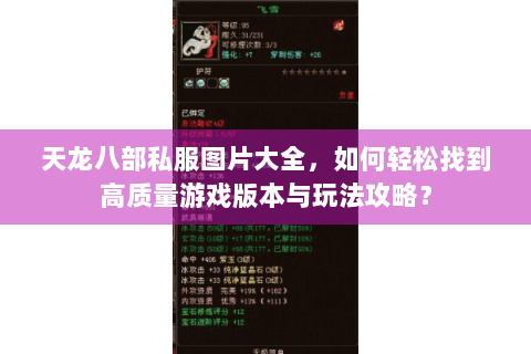 天龙八部私服图片大全，如何轻松找到高质量游戏版本与玩法攻略？