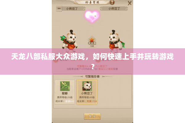 天龙八部私服大众游戏，如何快速上手并玩转游戏？