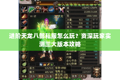 进阶天龙八部私服怎么玩？资深玩家实测三大版本攻略