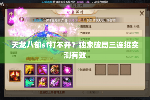 天龙八部sf打不开?独家破局三连招实测有效 天龙八部sf打不开?独家破局三连招实测有效