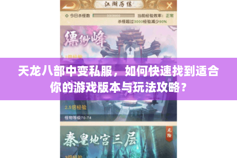 天龙八部中变私服，如何快速找到适合你的游戏版本与玩法攻略？
