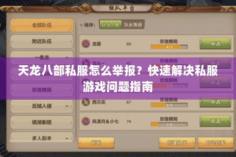 天龙八部私服怎么举报？快速解决私服游戏问题指南