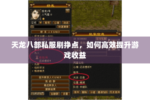 天龙八部私服刷挣点,如何高效提升游戏收益 天龙八部私服刷挣点,如何高效提升游戏收益