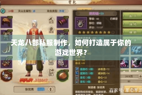 天龙八部私服制作，如何打造属于你的游戏世界？