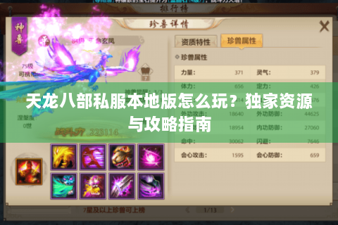 天龙八部私服本地版怎么玩？独家资源与攻略指南