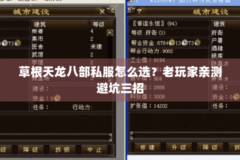 草根天龙八部私服怎么选？老玩家亲测避坑三招