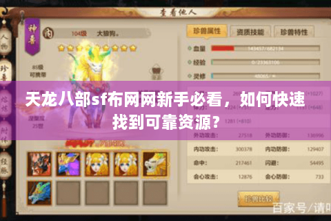 天龙八部sf布网网新手必看，如何快速找到可靠资源？