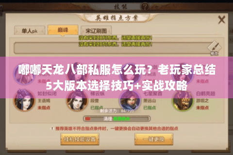 嘟嘟天龙八部私服怎么玩？老玩家总结5大版本选择技巧+实战攻略