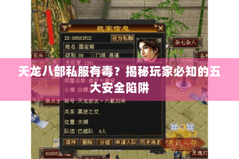 天龙八部私服有毒？揭秘玩家必知的五大安全陷阱