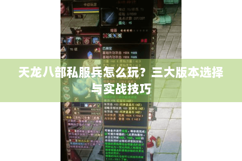 天龙八部私服兵怎么玩？三大版本选择与实战技巧