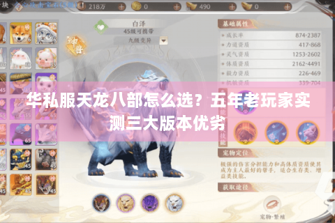 华私服天龙八部怎么选？五年老玩家实测三大版本优劣