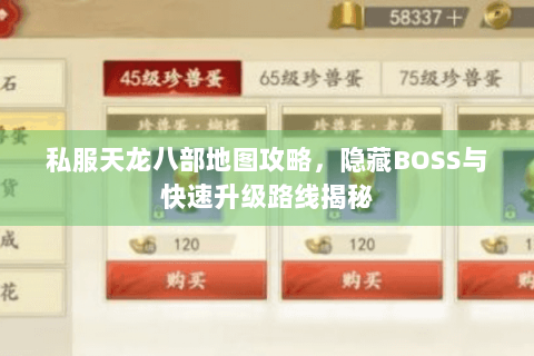 私服天龙八部地图攻略，隐藏BOSS与快速升级路线揭秘