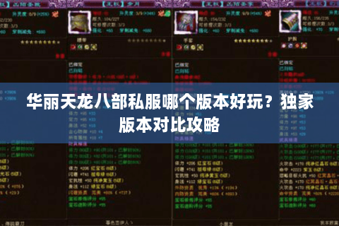 华丽天龙八部私服哪个版本好玩？独家版本对比攻略