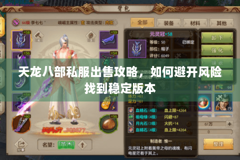 天龙八部私服出售攻略，如何避开风险找到稳定版本