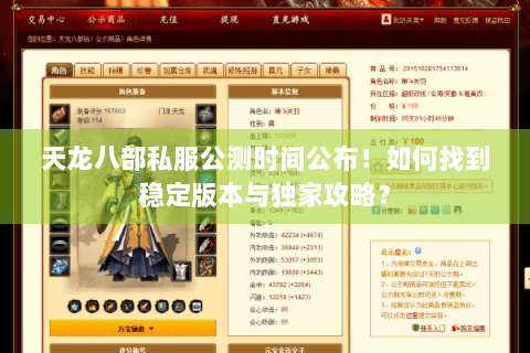 天龙八部私服公测时间公布！如何找到稳定版本与独家攻略？