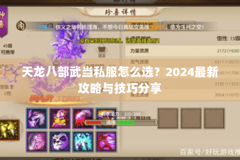 天龙八部武当私服怎么选?2024最新攻略与技巧分享 天龙八部武当私服怎么选?2024最新攻略与技巧分享
