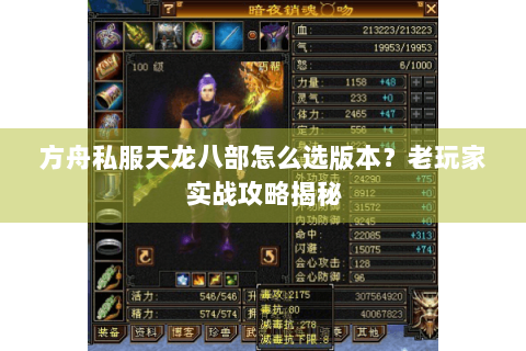 方舟私服天龙八部怎么选版本?老玩家实战攻略揭秘 方舟私服天龙八部怎么选版本?老玩家实战攻略揭秘