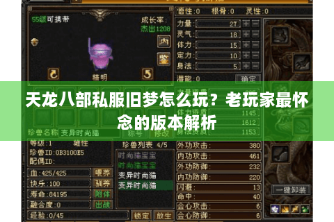 天龙八部私服旧梦怎么玩?老玩家最怀念的版本解析 天龙八部私服旧梦怎么玩?老玩家最怀念的版本解析