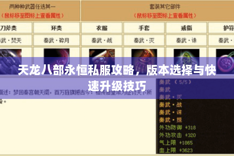 天龙八部永恒私服攻略，版本选择与快速升级技巧