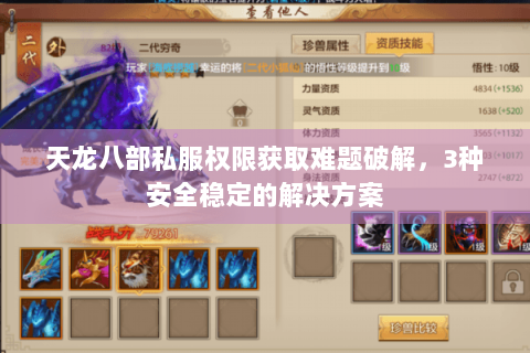 天龙八部私服权限获取难题破解，3种安全稳定的解决方案