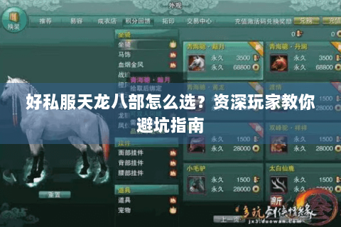 好私服天龙八部怎么选?资深玩家教你避坑指南 好私服天龙八部怎么选?资深玩家教你避坑指南