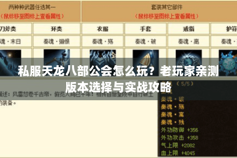 私服天龙八部公会怎么玩?老玩家亲测版本选择与实战攻略 私服天龙八部公会怎么玩?老玩家亲测版本选择与实战攻略