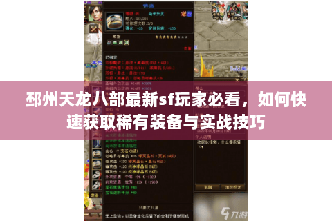 邳州天龙八部最新sf玩家必看，如何快速获取稀有装备与实战技巧