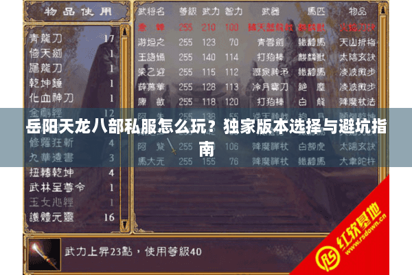 岳阳天龙八部私服怎么玩？独家版本选择与避坑指南