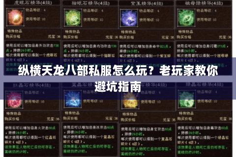 纵横天龙八部私服怎么玩?老玩家教你避坑指南 纵横天龙八部私服怎么玩?老玩家教你避坑指南