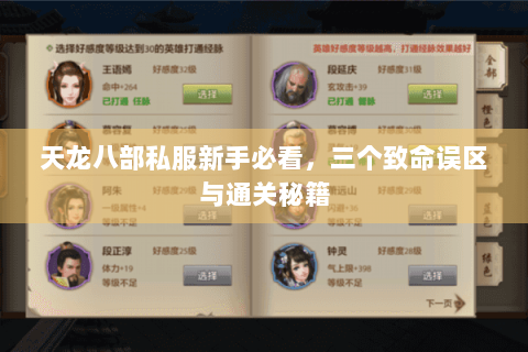 天龙八部私服新手必看,三个致命误区与通关秘籍 天龙八部私服新手必看,三个致命误区与通关秘籍