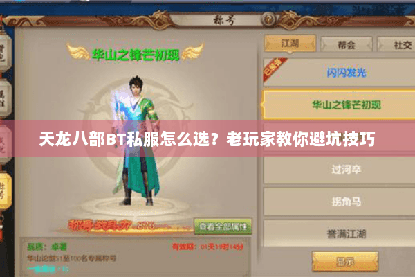 天龙八部BT私服怎么选?老玩家教你避坑技巧 天龙八部BT私服怎么选?老玩家教你避坑技巧