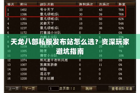 天龙八部私服发布站怎么选?资深玩家避坑指南 天龙八部私服发布站怎么选?资深玩家避坑指南
