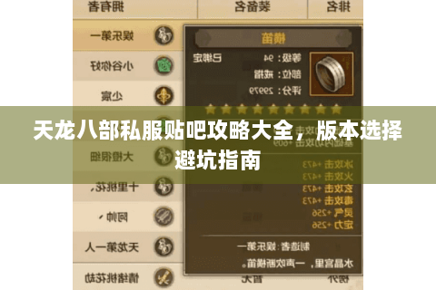 天龙八部私服贴吧攻略大全,版本选择避坑指南 天龙八部私服贴吧攻略大全,版本选择避坑指南