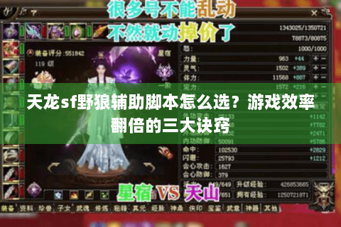 天龙sf野狼辅助脚本怎么选？游戏效率翻倍的三大诀窍
