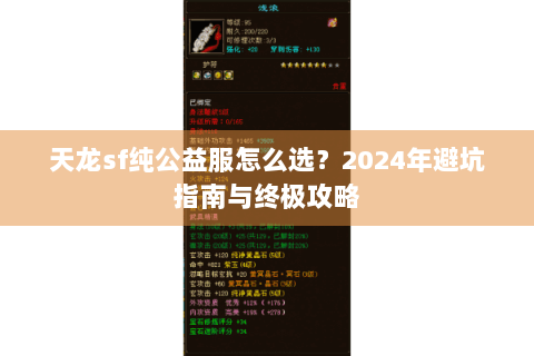 天龙sf纯公益服怎么选?2024年避坑指南与终极攻略 天龙sf纯公益服怎么选?2024年避坑指南与终极攻略