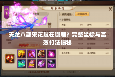 天龙八部采花贼在哪刷?完整坐标与高效打法揭秘 天龙八部采花贼在哪刷?完整坐标与高效打法揭秘