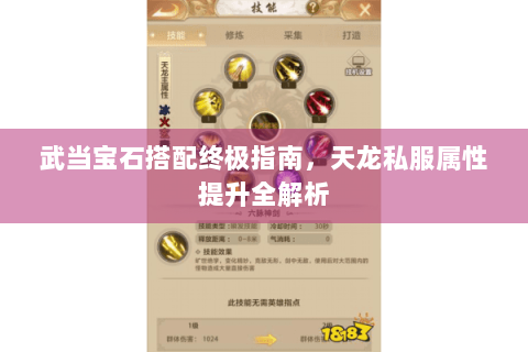 武当宝石搭配终极指南,天龙私服属性提升全解析 武当宝石搭配终极指南,天龙私服属性提升全解析