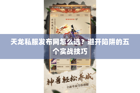 天龙私服发布网怎么选？避开陷阱的五个实战技巧