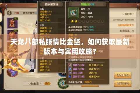 天龙八部私服情比金坚，如何获取最新版本与实用攻略？