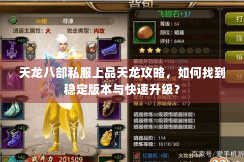 天龙八部私服上品天龙攻略，如何找到稳定版本与快速升级？