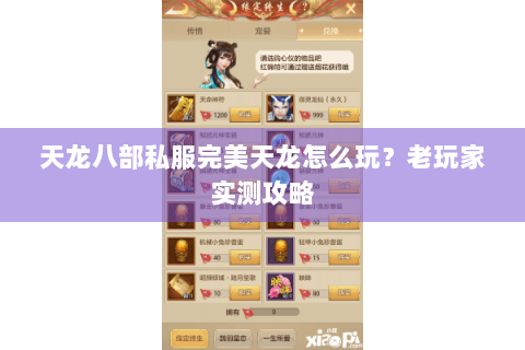 天龙八部私服完美天龙怎么玩？老玩家实测攻略