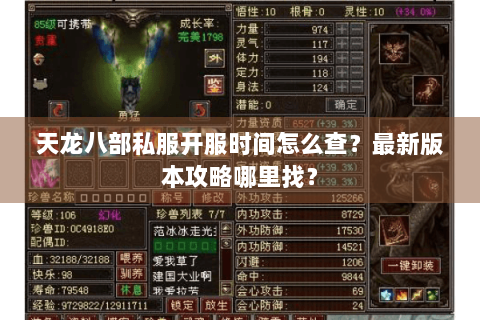 天龙八部私服开服时间怎么查?最新版本攻略哪里找? 天龙八部私服开服时间怎么查?最新版本攻略哪里找?