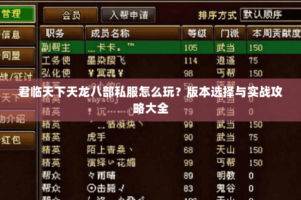 君临天下天龙八部私服怎么玩？版本选择与实战攻略大全