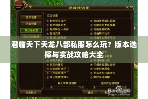 君临天下天龙八部私服怎么玩？版本选择与实战攻略大全