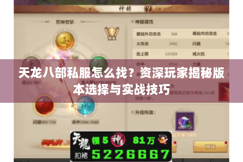天龙八部私服怎么找？资深玩家揭秘版本选择与实战技巧