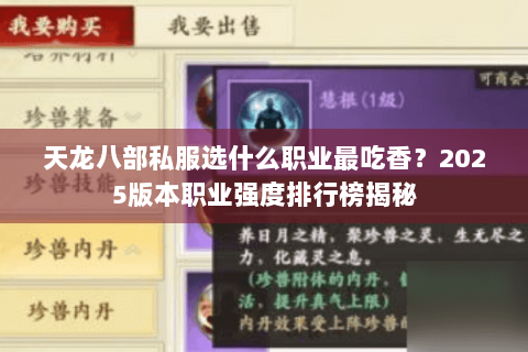 天龙八部私服选什么职业最吃香?2025版本职业强度排行榜揭秘 天龙八部私服选什么职业最吃香?2025版本职业强度排行榜揭秘