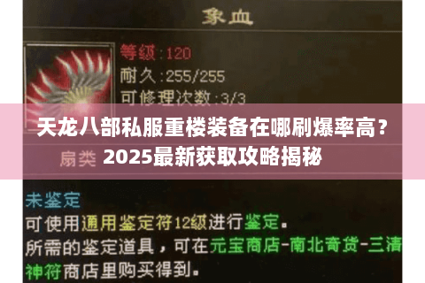 天龙八部私服重楼装备在哪刷爆率高？2025最新获取攻略揭秘