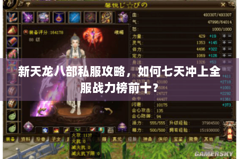 新天龙八部私服攻略，如何七天冲上全服战力榜前十？